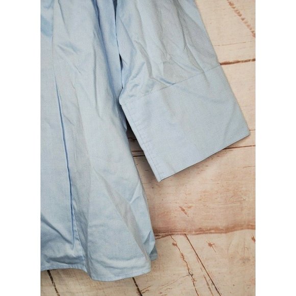 The Outfitters Lands End Pinpoint Oxford Repassage Superflu 1/4 Sleeve 16 Shirt - Picture 3 of 12